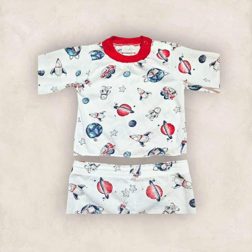 Vintage Carter's Sleepwear 2 Piece Footed Snap Together Space Pajamas 9-12M NWT